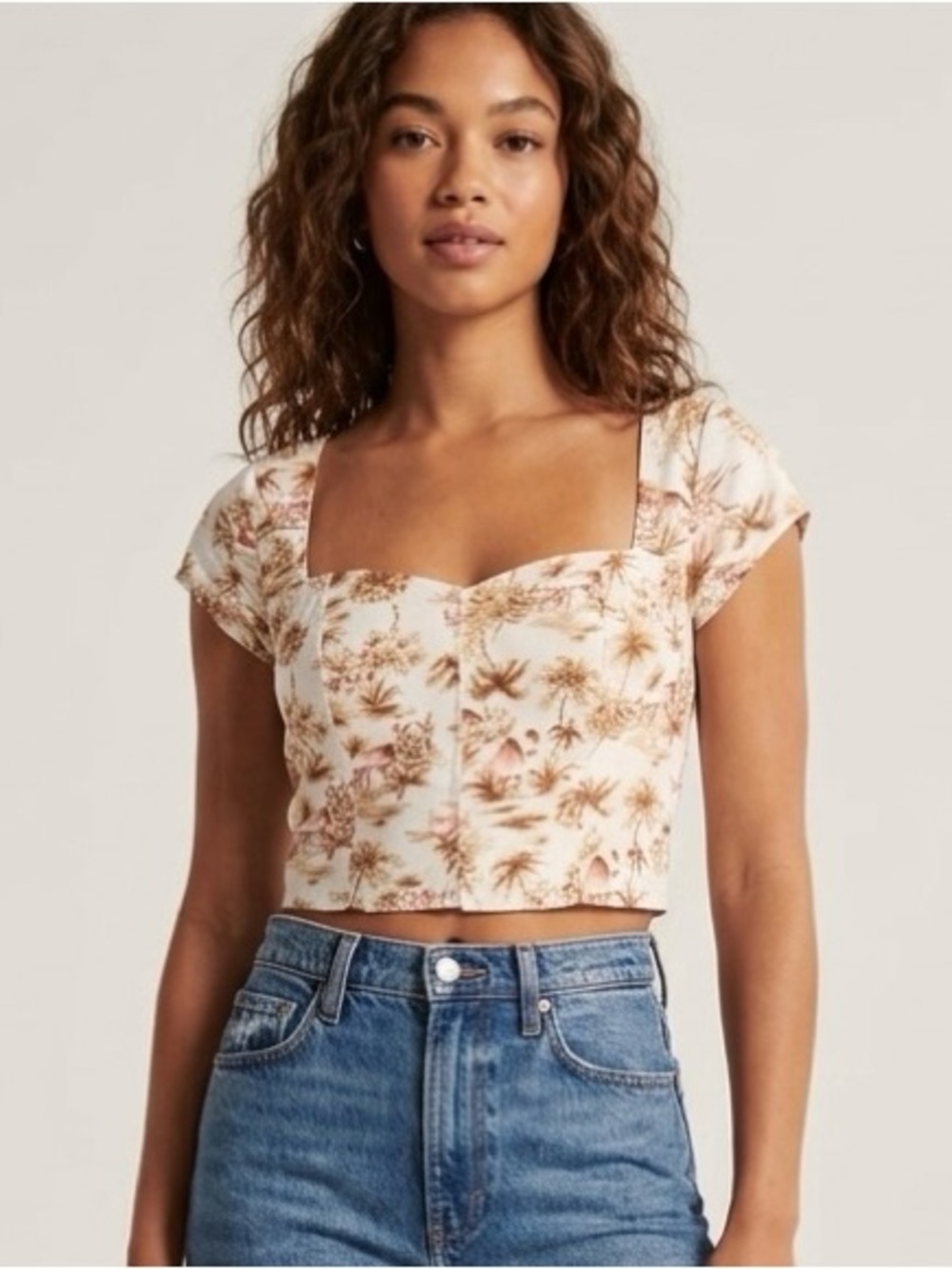 Abercrombie & Fitch Women’s Crop Top Blouse Palm Beach Koket Cottagecore Size S